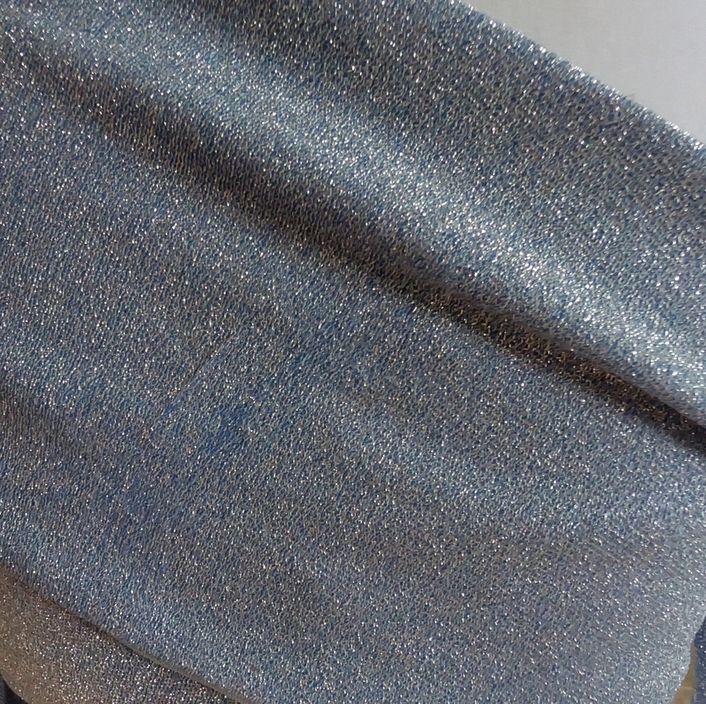 Naked Wardrobe One Shoulder Shimmer Metallic Long Sleeve Blue Top Small NWT image 5